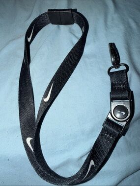 Nike Black and White Swoosh Lanyard with Clip